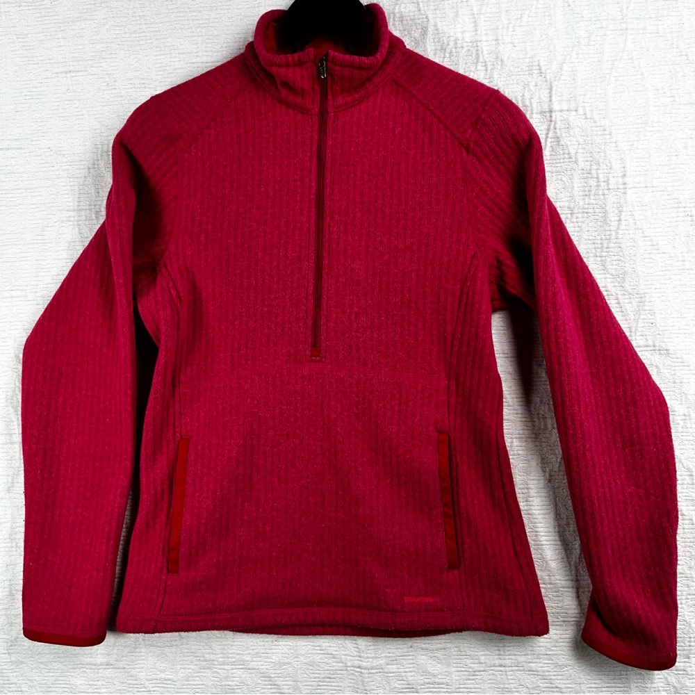 Patagonia Women’s M Hot Pink Ribbed Pullover Sweater Jacket half zip Shacket Top